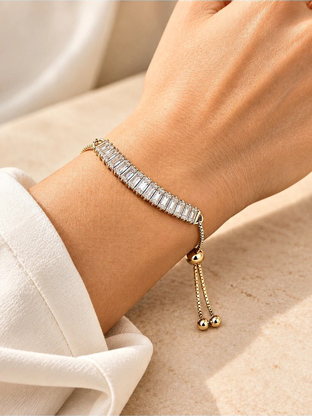House of Harlow 1960 Cubic Zirconia Adjustable Bracelet in Gold & Silver